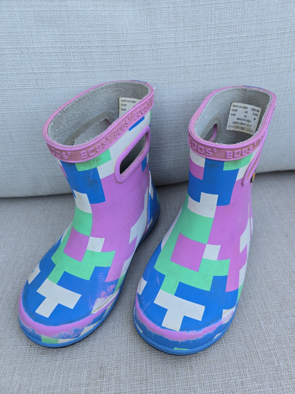 Bogs Toddler Pink Multicolor Geo Rain Boots Little Kid Sz. 10